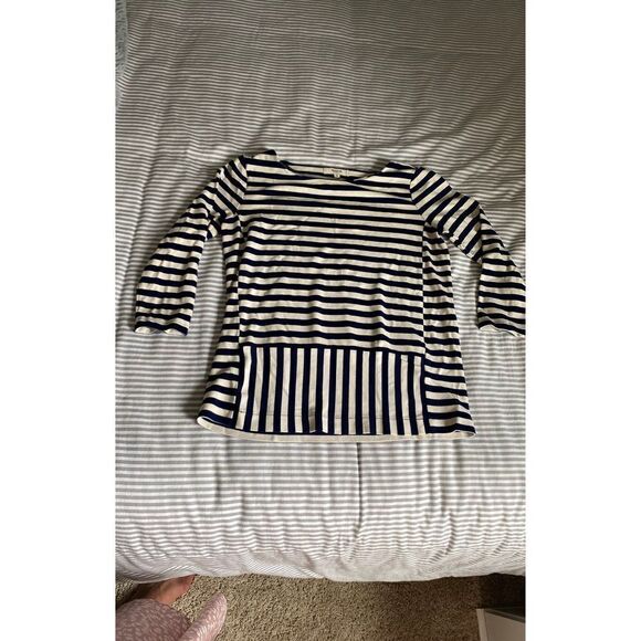 Madewell Striped Long 3/4 Sleeve scoop neck top - Picture 1 of 3